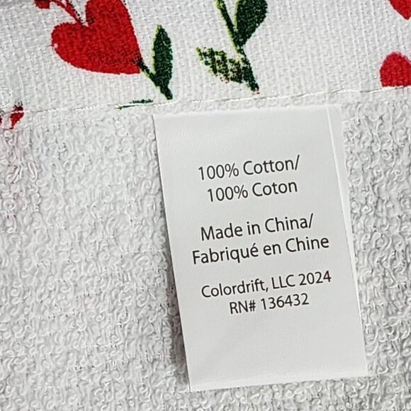 Colordrift Shabby Chic Cotton Kitchen Towel Set 3pc Red and White 18x28in - Picture 2 of 10